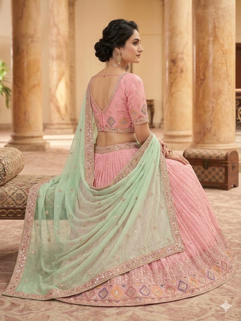Elegant blush pink lehenga set for wedding and festive occasions