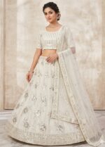 Luxury ivory bridal lehenga for wedding and reception wear