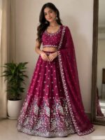 Designer Lehenga for Women in Royal Magenta with Peacock Embroidery