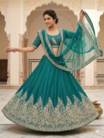 Elegant teal blue lehenga set for wedding and engagement wear