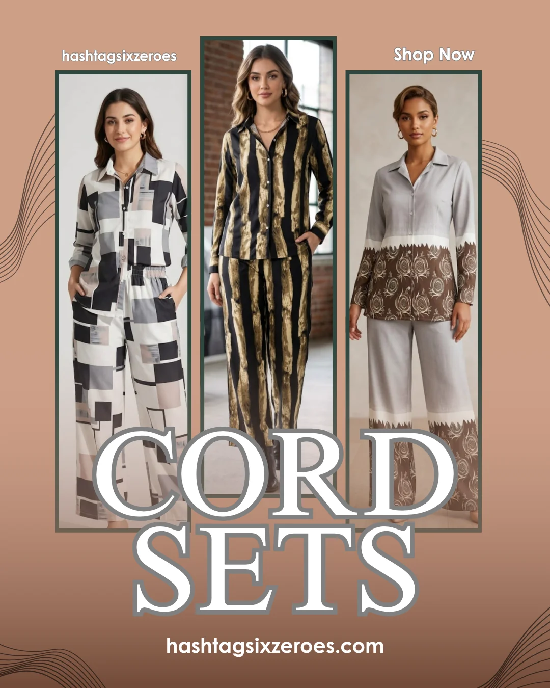 Women's co-ord sets featuring stylish printed and contemporary outfits