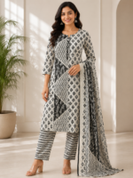 Black White Suit Set for Casual Wear