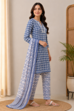 Blue ethnic suit set stylish heritage look