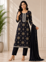 Navy blue suit set classic ethnic charm