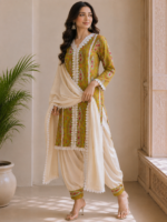Mehndi green suit set elegant ethnic style