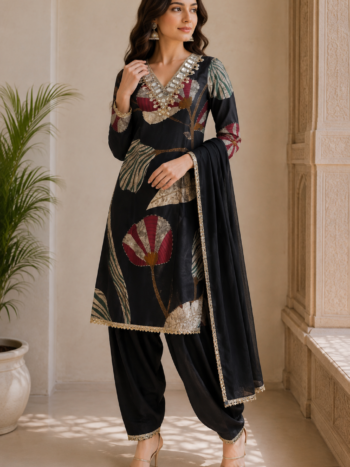 Black Punjabi suit set graceful traditional style