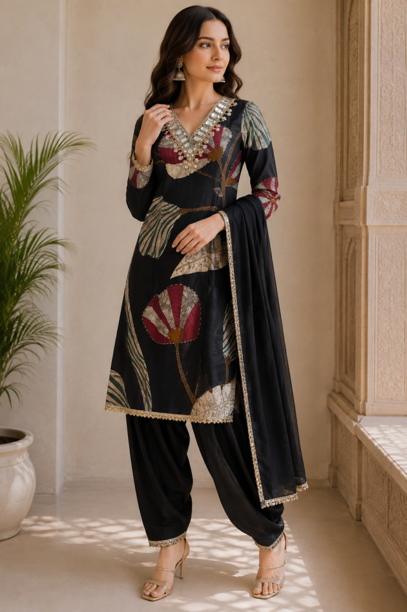 Black Punjabi Suit Set Graceful Traditional Style Black Punjabi suit set graceful traditional style