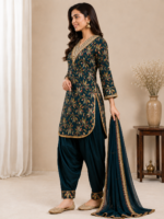 Green traditional suit set elegant festive look