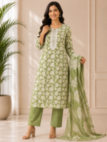 Floral printed suit set stylish traditional look