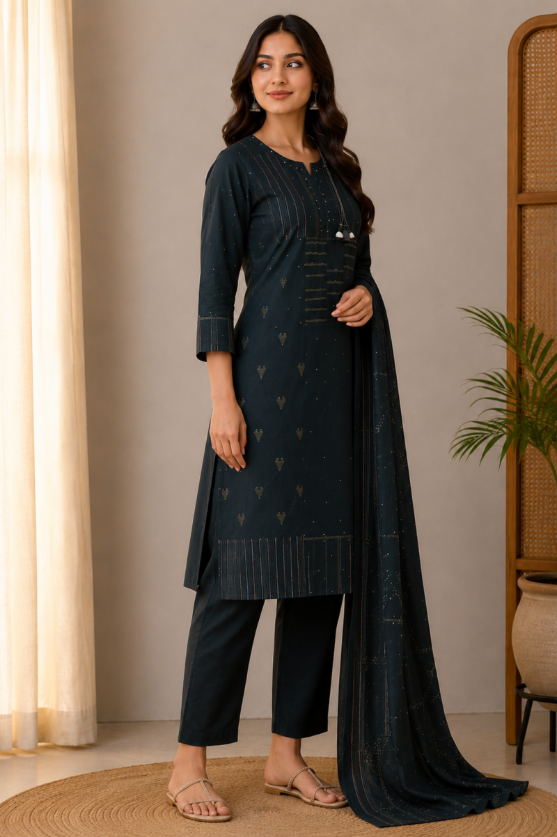Black Ethnic Suit Set Timeless Traditional Style Black ethnic suit set timeless traditional style