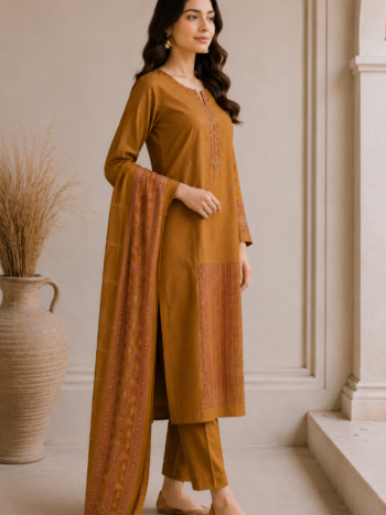 Mustard printed suit set vibrant ethnic charm